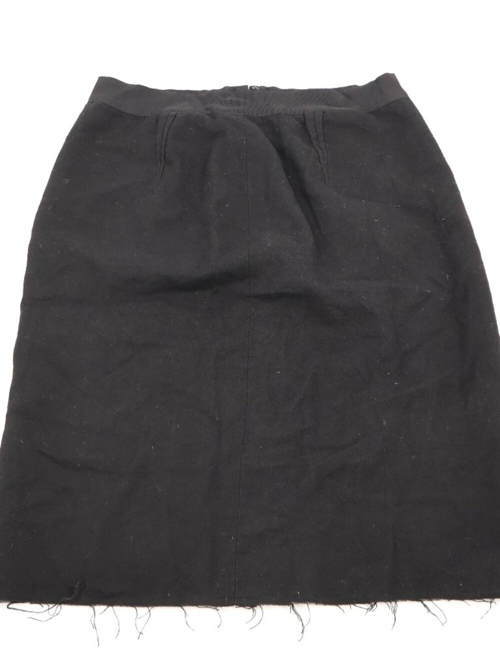 Lanvin Pencil Skirt Womens 40 Black Wool Linen Raw Hem Made in France NWOT